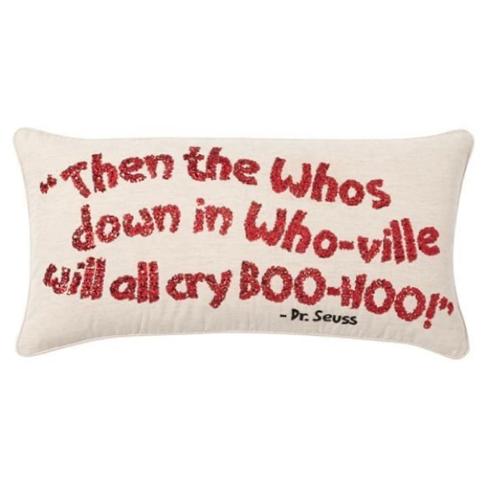 ‼️ ISO ‼️Pottery Barn Teen Dr. Seuss Holiday Pillow Grinch Red Sequin